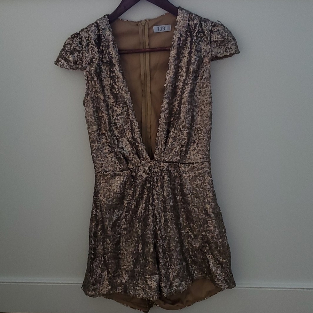 Tobi gold sequined romper